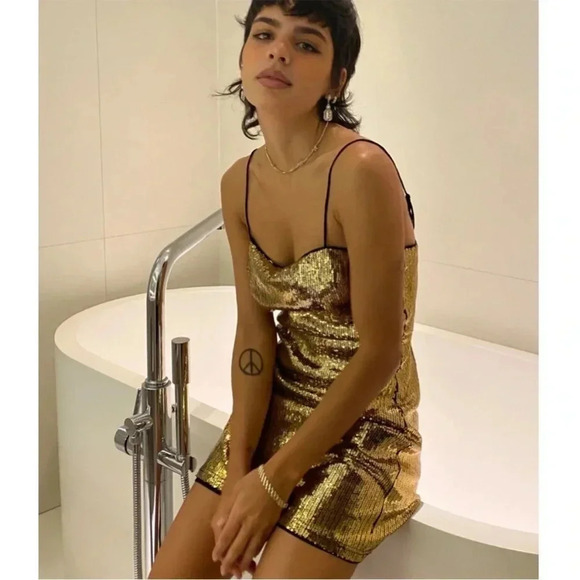 Urban Outfitters Jenny gold sequin mini dress - Picture 1 of 12